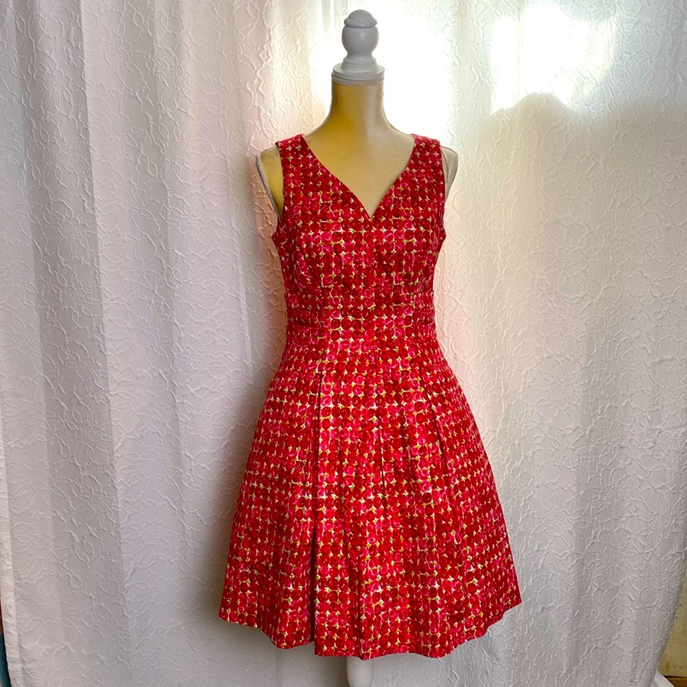 Maggie London Sweetheart Roses Fit and Flare Sun Dress - Pockets! Size 8